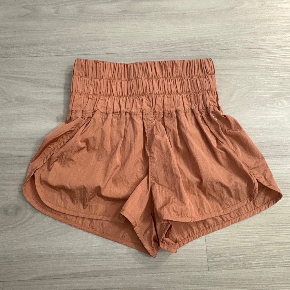 Free People FP Movement Short The Way Home Short Rust Orange Smocked High Rise S